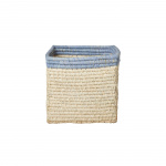 RICE Raffia mand zonder hengsels in natuur met blauwe rand - 20 cm x 20 cm x 20 cm - natuur met blauwe rand RICE Raffia mand zonder hengsels in natuur met blauwe rand - 20 cm x 20 cm x 20 cm - natuur met blauwe rand