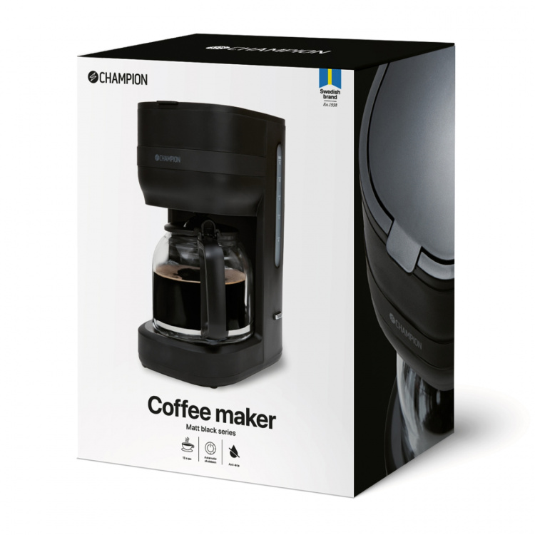 Champion Kaffebryggare 12-koppar/1,5L KB300 Mattsvart