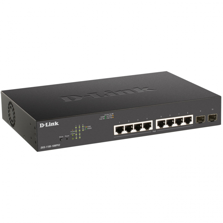 D-Link DGS-1100-10MPV2 10-port PoE+ Smart Administrerbar Gigabitswitch D-Link DGS-1100-10MPV2 10-port PoE+ Smart Administrerbar Gigabitswitch