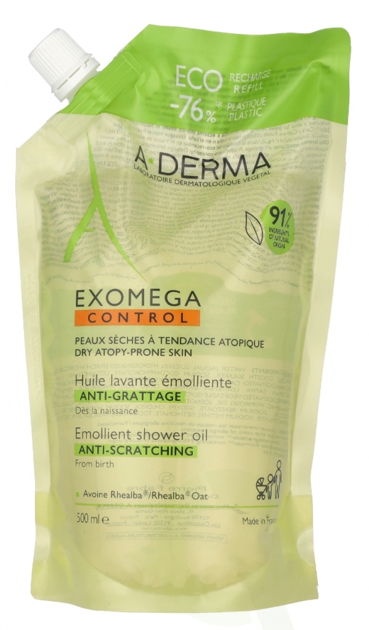 A-Derma Exomega Control Emollient Shower Oil - Refill 500 ml
