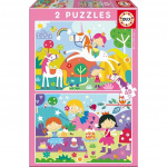 Educa 2X48 Eenhoorns/Fantasy puzzel (80-19993)