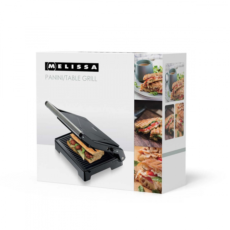 MELISSA Panini grill en contactgrill met antiaanbaklaag en oververhittingsbeveiliging 1000W Zwart MELISSA Panini grill en contactgrill met antiaanbaklaag en oververhittingsbeveiliging 1000W Zwart