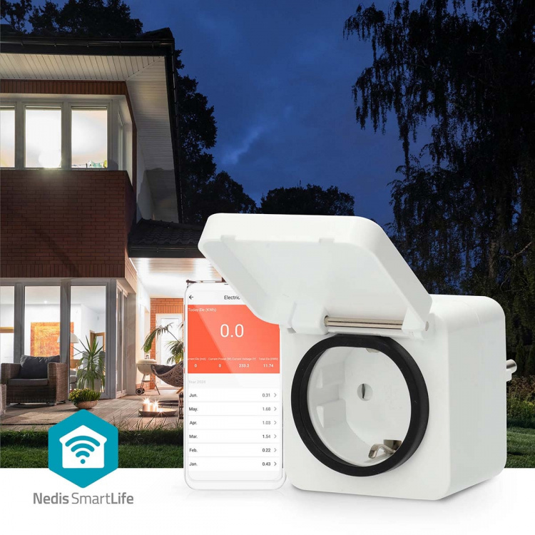 Nedis SmartLife Slimme Stekker | IP44 | Energiemeter | 3680 W | Randaarde stekker | -25 - 55 °C | Android™ / IOS | Grijs / Wit | 1 Stuks Nedis SmartLife Slimme Stekker | IP44 | Energiemeter | 3680 W | Randaarde stekker | -25 - 55 °C | Android™ / IOS | Grijs / Wit | 1 Stuks