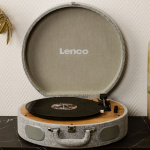 Lenco Houten retro platenspeler met ingebouwde speakers, Bluetooth® en AT3600L cassette Grijs