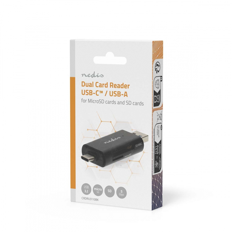 Nedis Kaartlezer | microSD (TF) / microSDHC (TF) / microSDXC (TF) / SD / SDHC / SDXC | USB 3.2 Gen1