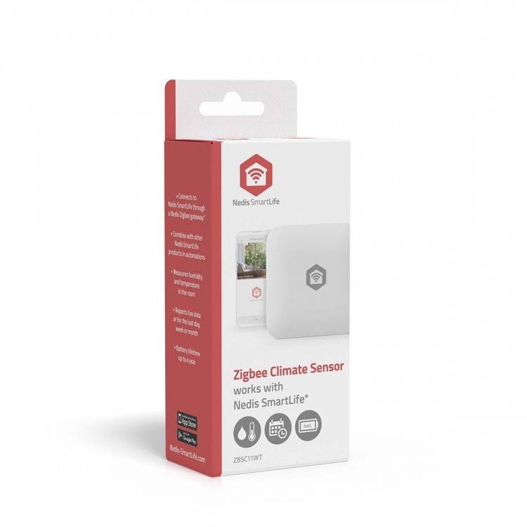 Nedis SmartLife Klimaatsensor | Zigbee 3.0 | Batterij Gevoed | Android™ / IOS | Wit