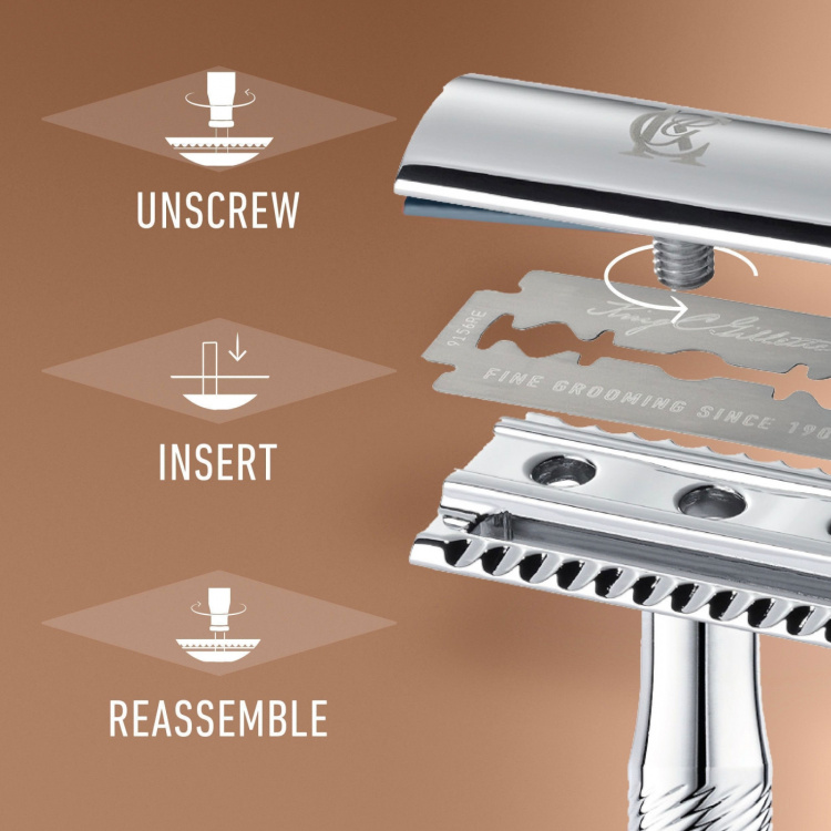 King C. Gillette Dubbeleggad Säkerhetshyvel + 5st rakblad King C. Gillette Dubbeleggad Säkerhetshyvel + 5st rakblad