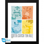 Abysse Ingelijste print Pikachu & Kanto starters - 30,5 x 40,6 cm
