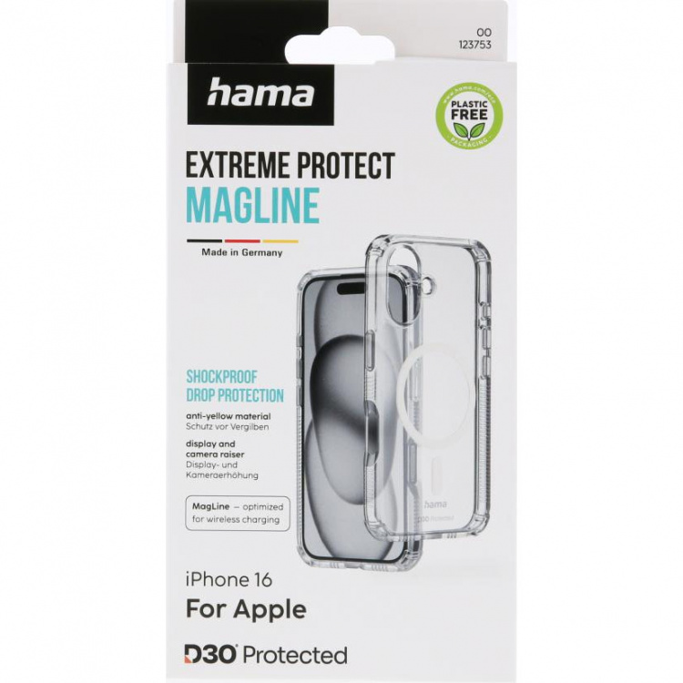 Hama Mobilskal Extreme Protect iPhone 16 MagCase Transparent