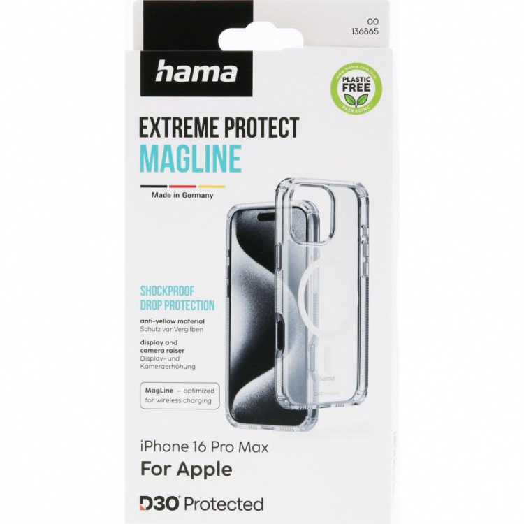 Hama Mobilskal Extreme Protect iPhone 16 Pro Max MagFodral Transparent
