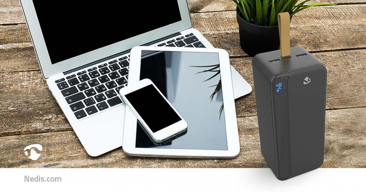 Nedis Powerbank | 30000 mAh | 1.5 / 1.67 / 2.0 / 2.22 / 3.0 A | Outputs: 3 | Output: 1x USB-C™ / 2x USB-A | Inputs: 1x USB-C™ | PD3.0 20W | Lithium-Polymeer | Display