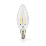 Nedis LED-Filamentlamp E14 | Kaars | 2.2 W | 470 lm | 2700 K | Warm Wit | Retrostijl | 1 Stuks | Doorzichtig