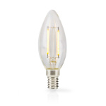 Nedis LED-Filamentlamp E14 | Kaars | 2.2 W | 470 lm | 2700 K | Warm Wit | Retrostijl | 1 Stuks | Doorzichtig