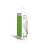 Nedis LED-Filamentlamp E14 | Kaars | 2.2 W | 470 lm | 2700 K | Warm Wit | Retrostijl | 1 Stuks | Doorzichtig