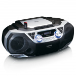 Lenco Draagbare Boombox met DAB+/FM-radio, Bluetooth®, CD, cassetterecorder en USB-speler Zilver