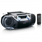 Lenco Draagbare Boombox met DAB+/FM-radio, Bluetooth®, CD, cassetterecorder en USB-speler Zilver