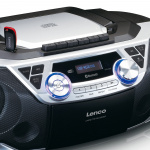 Lenco Draagbare Boombox met DAB+/FM-radio, Bluetooth®, CD, cassetterecorder en USB-speler Zilver