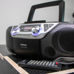 Lenco Draagbare Boombox met DAB+/FM-radio, Bluetooth®, CD, cassetterecorder en USB-speler Zilver