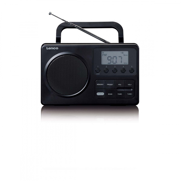 Lenco MPR-035BK Compacte Draagbare FM Radio met LCD Scherm Zwart
