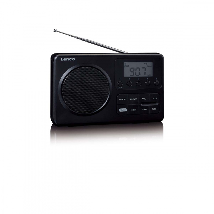 Lenco MPR-035BK Compacte Draagbare FM Radio met LCD Scherm Zwart