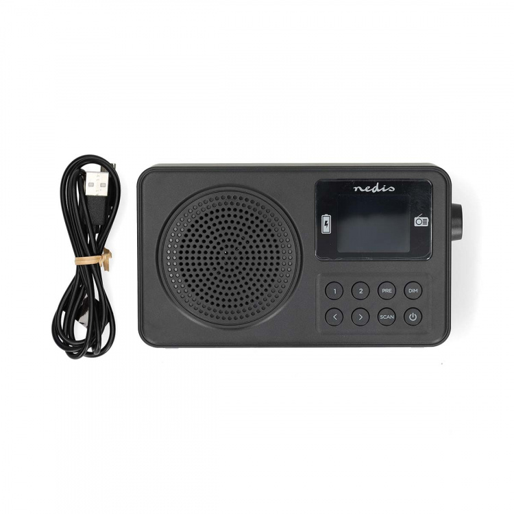 Nedis FM-Radio | Draagbaar Model | FM | Accu gevoed / USB Gevoed | Digitaal | 2 W | Scherm grootte: 1.77 