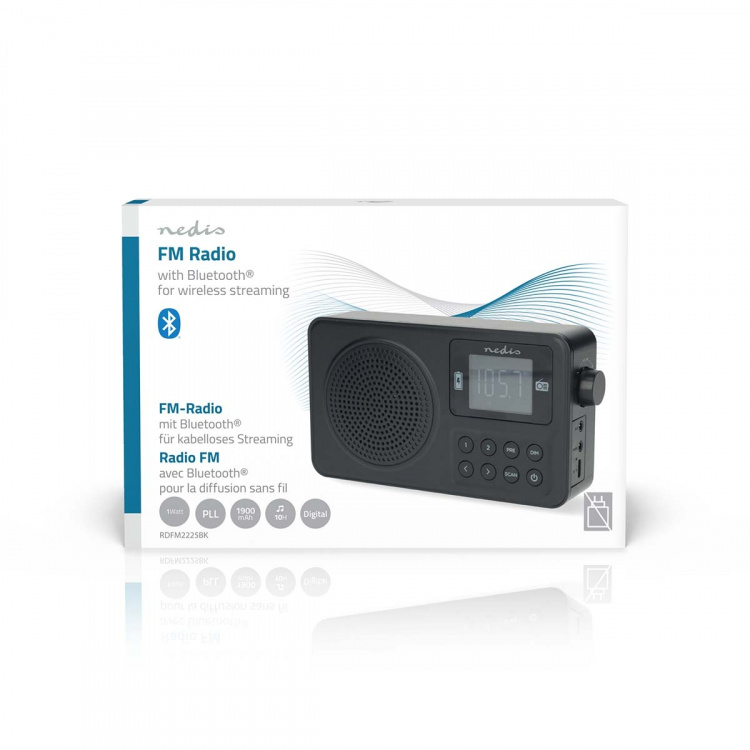 Nedis FM-Radio | Draagbaar Model | FM | Accu gevoed / USB Gevoed | Digitaal | 2 W | Scherm grootte: 1.77 
