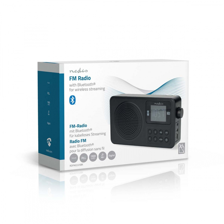 Nedis FM-Radio | Draagbaar Model | FM | Accu gevoed / USB Gevoed | Digitaal | 2 W | Scherm grootte: 1.77 