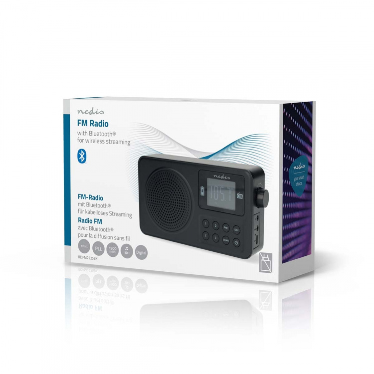 Nedis FM-Radio | Draagbaar Model | FM | Accu gevoed / USB Gevoed | Digitaal | 2 W | Scherm grootte: 1.77 