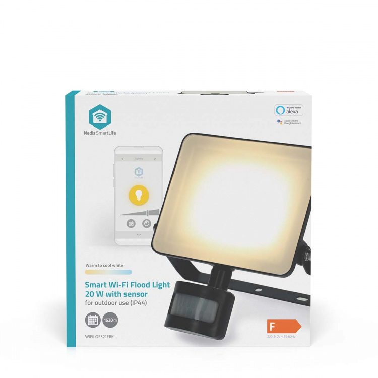 Nedis Smartlife Buitenlamp | Bewegingssensor | 1620 lm | Wi-Fi | 20 W | Warm tot Koel Wit | 3000 - 6500 K | Aluminium | Android™ / IOS