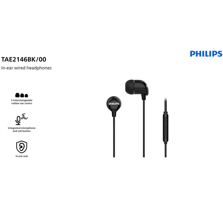 Philips Hörlurar In-Ear Kabel Fjärrkontroll Svart Philips Hörlurar In-Ear Kabel Fjärrkontroll Svart