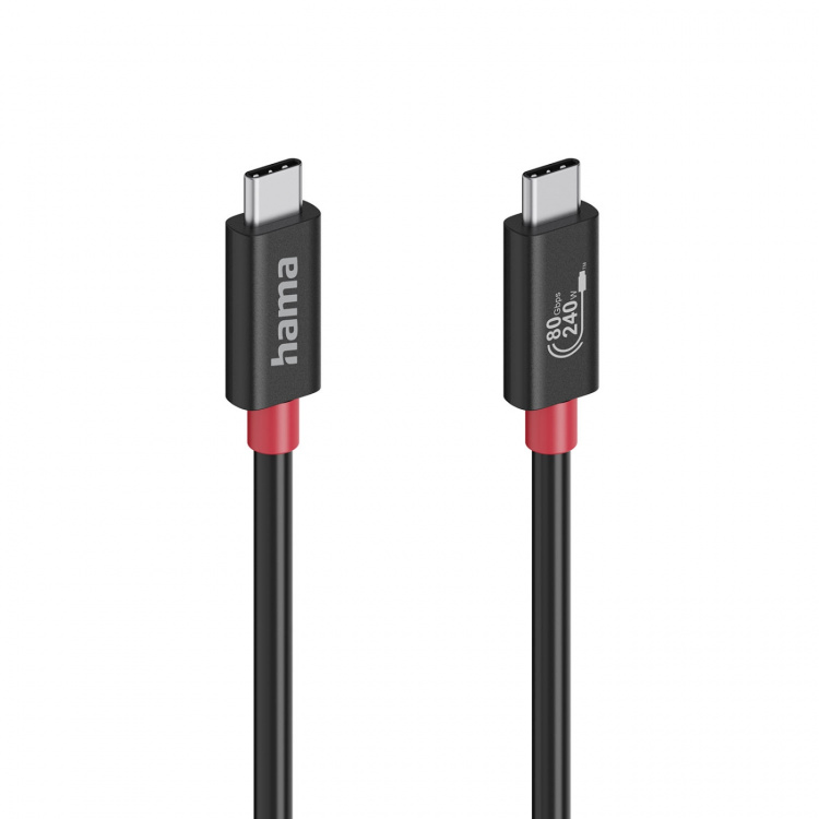 Hama Kabel USB-C USB 4.0 Gen4 80 Gbit/S 240W 1.0M Svart