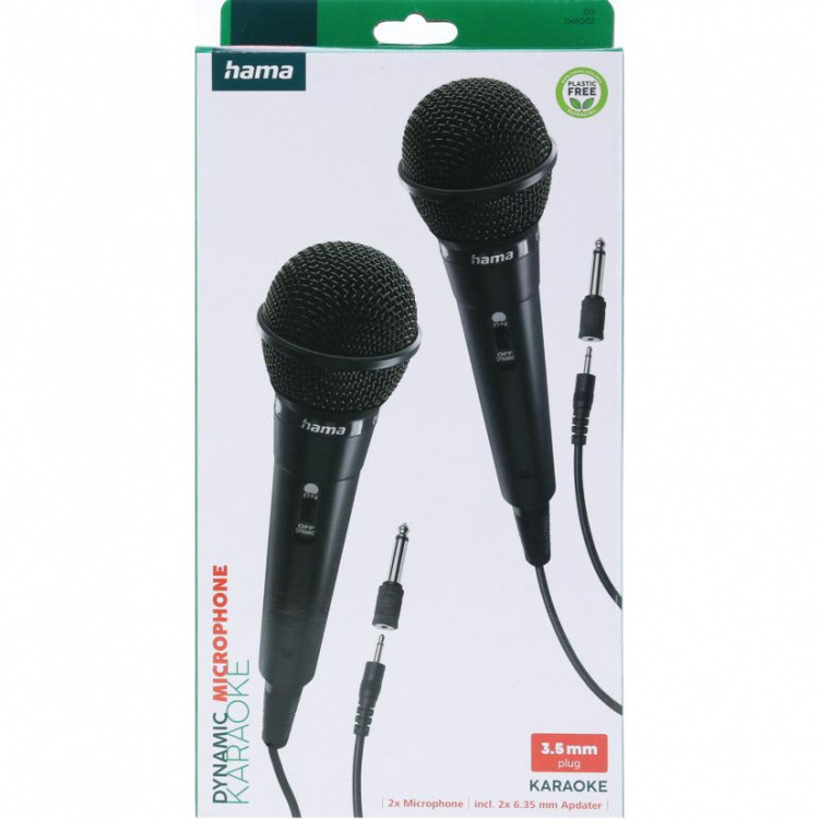 Hama Mikrofon Karaoke Dynamisk Mono 2-Pack Svart