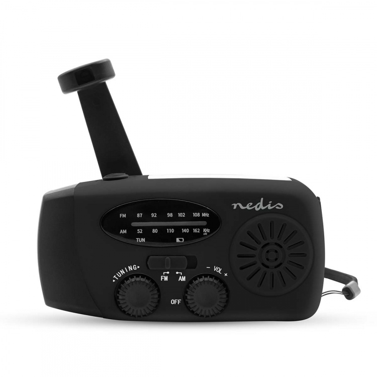 Nedis Noodradio | Tafelmodel | AM / FM | Powerbank-functie | Accu gevoed / Handslinger / USB Gevoed | Zwart Nedis Noodradio | Tafelmodel | AM / FM | Powerbank-functie | Accu gevoed / Handslinger / USB Gevoed | Zwart