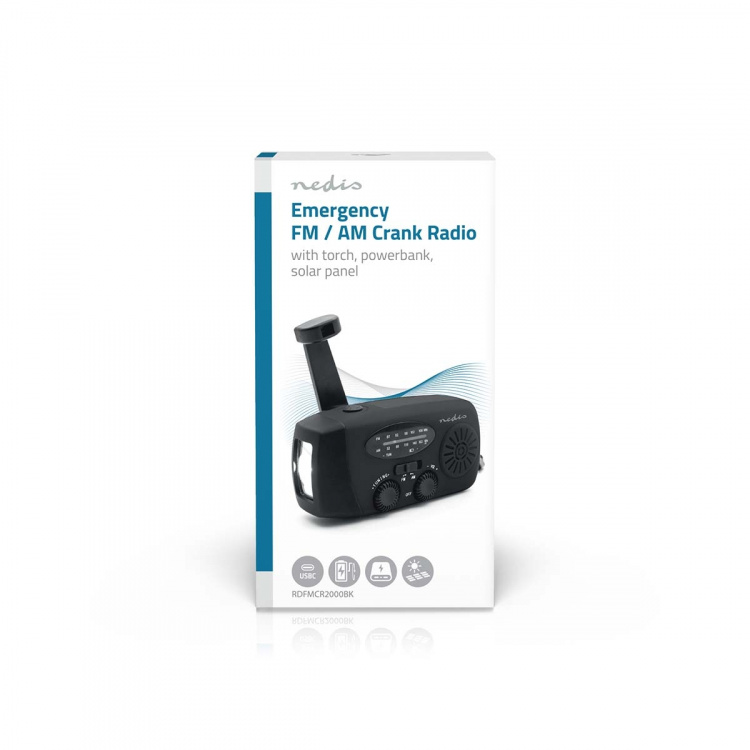 Nedis Noodradio | Tafelmodel | AM / FM | Powerbank-functie | Accu gevoed / Handslinger / USB Gevoed | Zwart Nedis Noodradio | Tafelmodel | AM / FM | Powerbank-functie | Accu gevoed / Handslinger / USB Gevoed | Zwart