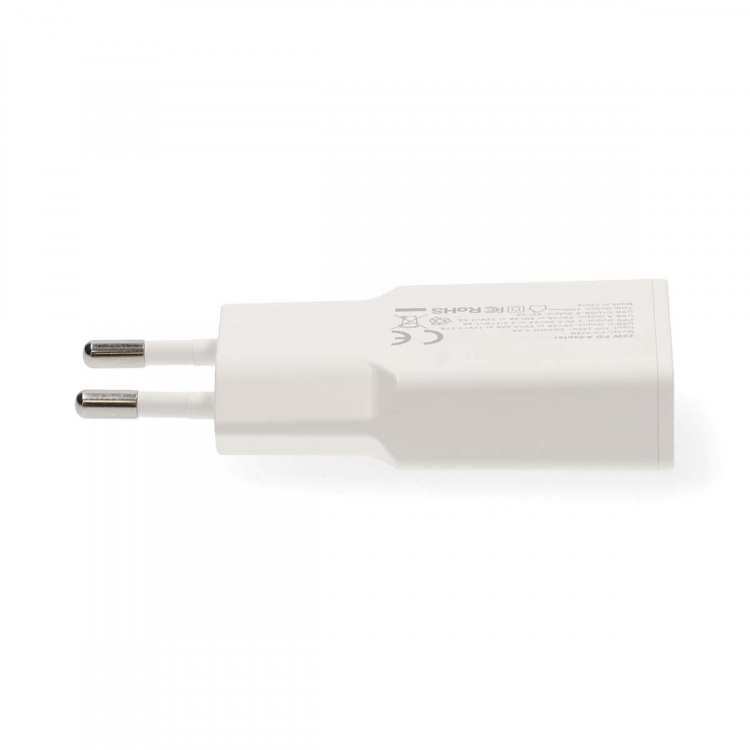 Nedis Oplader | 20 W | GaN | PD3.0 | Snellaad functie | 1.5 / 2.0 / 2.22 / 3.0 A | Outputs: 2 | USB-A / USB-C™ | USB-C™ (Los) Kabel | 1.50 m | Automatische Voltage Selectie | Wit