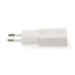 Nedis Oplader | 30 W | GaN | PD3.0 30W | Snellaad functie | 1.5 / 2.0 / 2.5 / 3.0 A | Outputs: 2 | USB-A / USB-C™ | USB-C™ (Los) Kabel | 1.50 m | Automatische Voltage Selectie | Wit