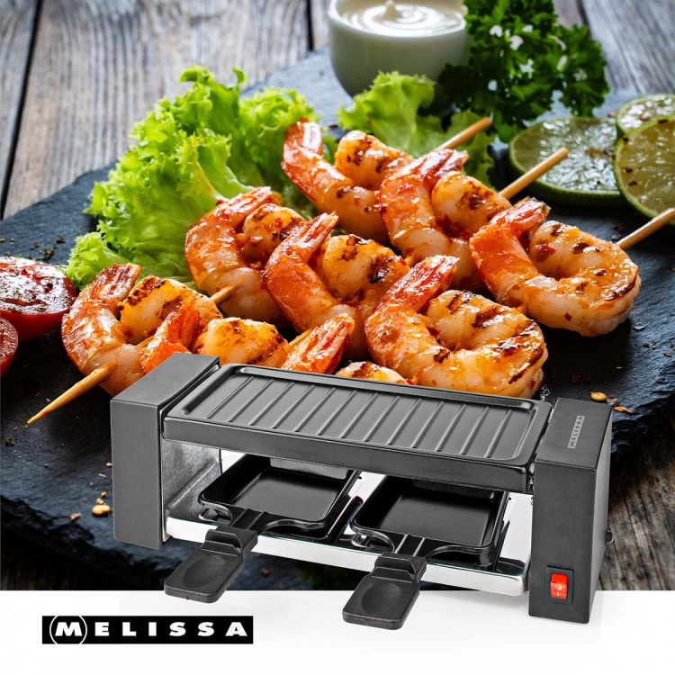 MELISSA Raclette / Gourmetstel | 2 Personen | 400 W | 23 x 10 cm | Anti-aanbaklaag