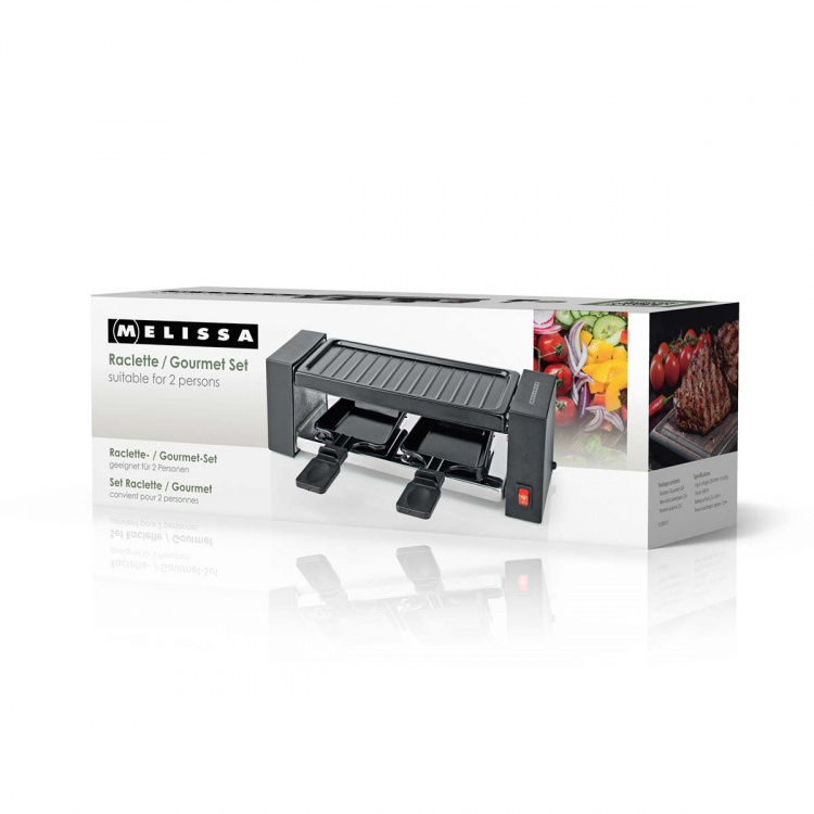 MELISSA Raclette / Gourmetstel | 2 Personen | 400 W | 23 x 10 cm | Anti-aanbaklaag