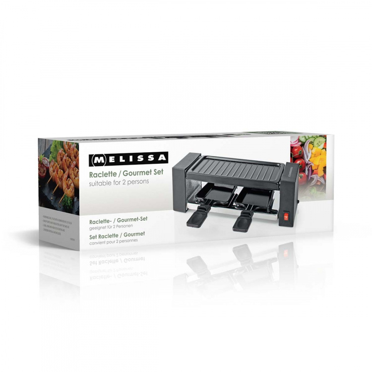 MELISSA Raclette / Gourmetstel | 2 Personen | 400 W | 23 x 10 cm | Anti-aanbaklaag