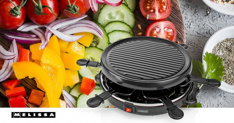 MELISSA Raclette / Gourmetstel | 6 personen | 800 W | Ø 29 cm | Anti-aanbaklaag