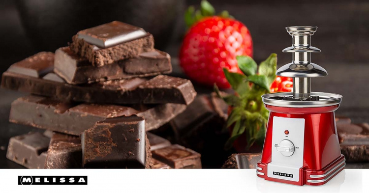 MELISSA Chocoladefontein | 90 B | 32 cm | 3 Metalen niveaus | Rood / Wit