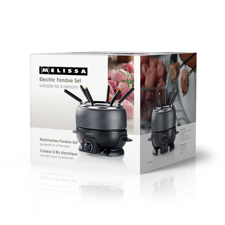 MELISSA Fondueset | 6 personen | 2,3 l | Regelbare temperatuurregeling | 800 W | Handgrepen met koele touch | Antislipvoetjes | Oververhittingsbeveiliging