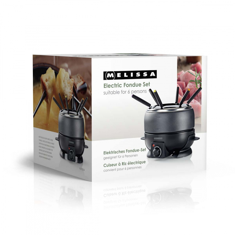 MELISSA Fondueset | 6 personen | 2,3 l | Regelbare temperatuurregeling | 800 W | Handgrepen met koele touch | Antislipvoetjes | Oververhittingsbeveiliging