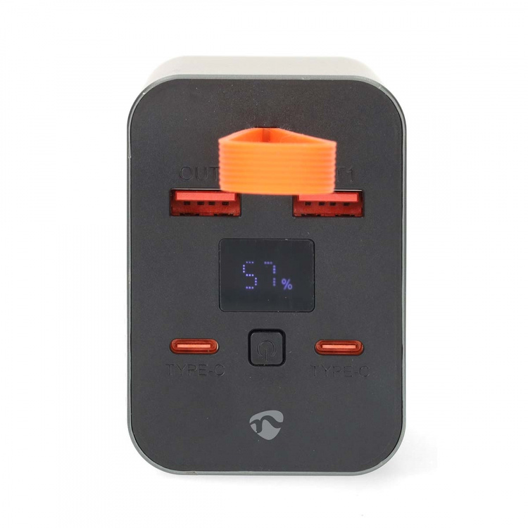 Nedis Powerbank | 30000 mAh | 1.5 / 2.0 / 3.0 / 5.0 A | Outputs: 4 | Output: 2x USB-A / 2x USB-C™ | Inputs: 1x USB-C™ | PD3.0 100W / QC3.0 | Lithium-Polymeer | Display