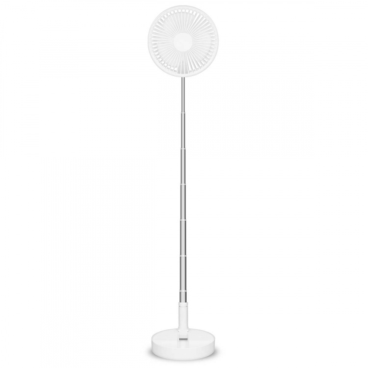Trebs Draagbare flexibele tafel- en voetventilator van 20 cm met Li-ion batterij Wit
