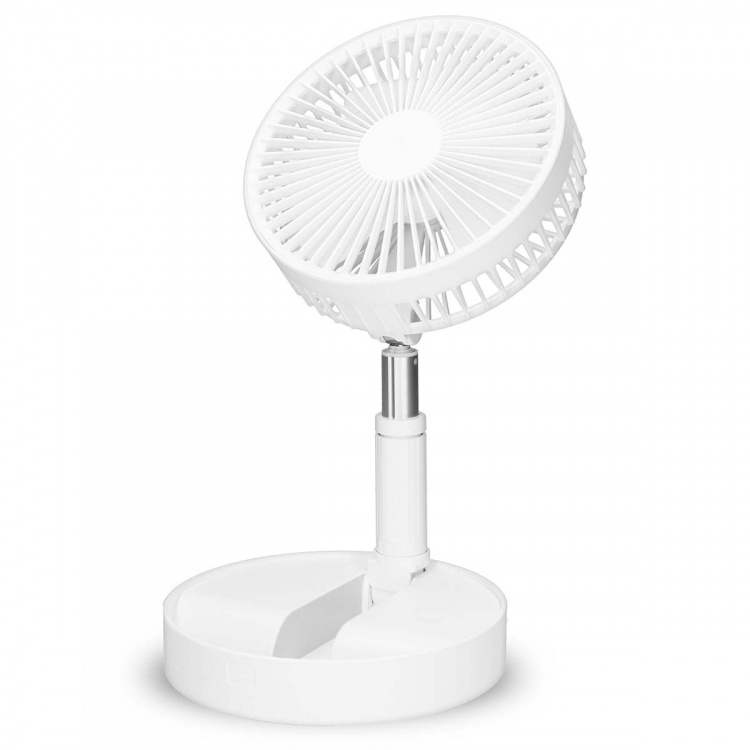 Trebs Draagbare flexibele tafel- en voetventilator van 20 cm met Li-ion batterij Wit