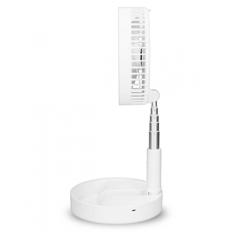 Trebs Draagbare flexibele tafel- en voetventilator van 20 cm met Li-ion batterij Wit