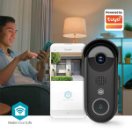 Nedis SmartLife Videodeurbel | Transformator | Full HD 1080p | Cloud Opslag (optioneel) / microSD (niet inbegrepen) / Onvif | IP54 | Met bewegingssensor | Nachtzicht | Zwart