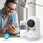 Nedis SmartLife Camera voor Binnen | 3MP Full HD 1296p | Pan tilt | Cloud Opslag (optioneel) / microSD (niet inbegrepen) / Onvif | Met bewegingssensor | Nachtzicht | Wit