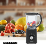 MELISSA Staande blender | 800 W | 2 snelheden + puls | 4 roestvrijstalen bladen | Kunststof kan | Zwart